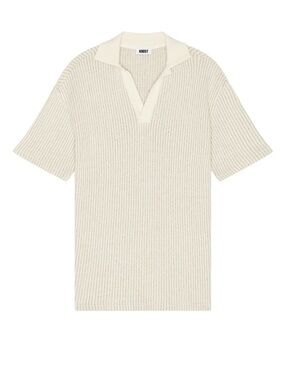 KROST Striped Knit Short Sleeve Polo Pullover Shirt Grey XL